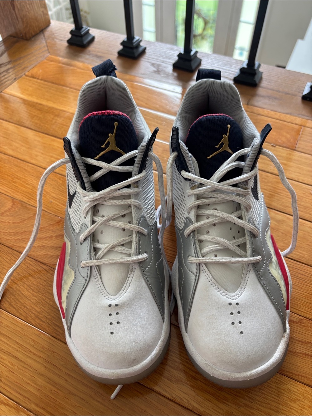 Nike Jordan Sneakers in White, Gray, Navy & Red